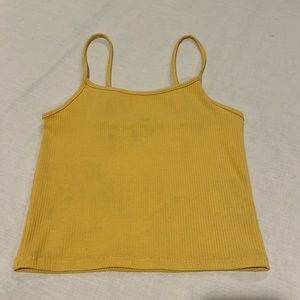 american eagle ribbed spaghetti strap cami mustard yellow polyester tank top xs